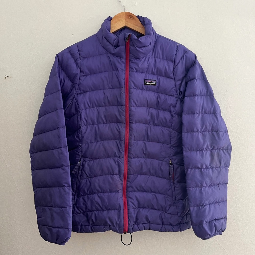 Patagonia Girls Purple Duck Down Full Zip Puffer Jacket Size L Gorpcore